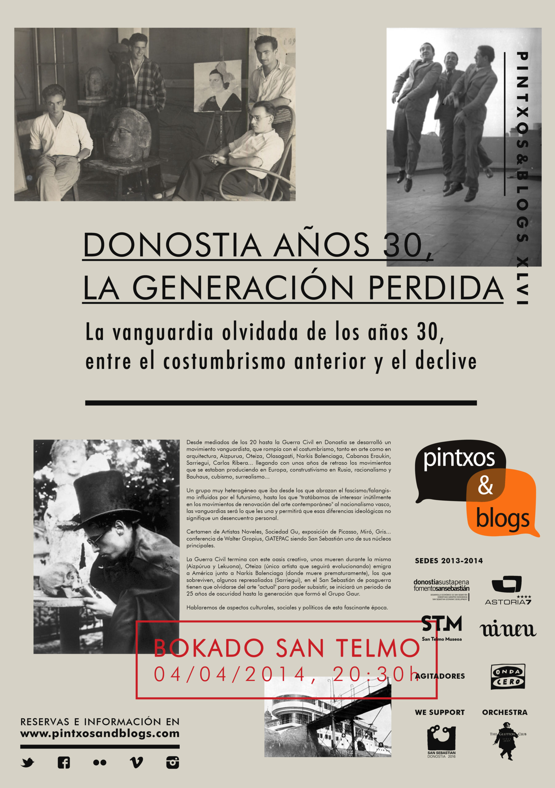 Pintxos&Blogs XLVI. Donostia años 30, la generación perdida. 2014.04.04, Bokado San Telmo